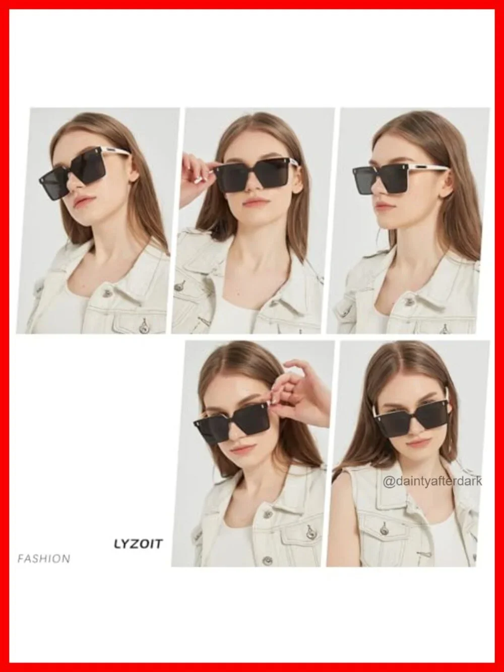 Oversized Rimless Square Sunglasses UV400 Protection Plastic Frame Unisex